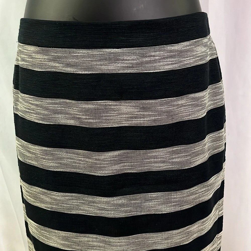 J. Crew Factory Black & Cream Striped Pencil Skirt